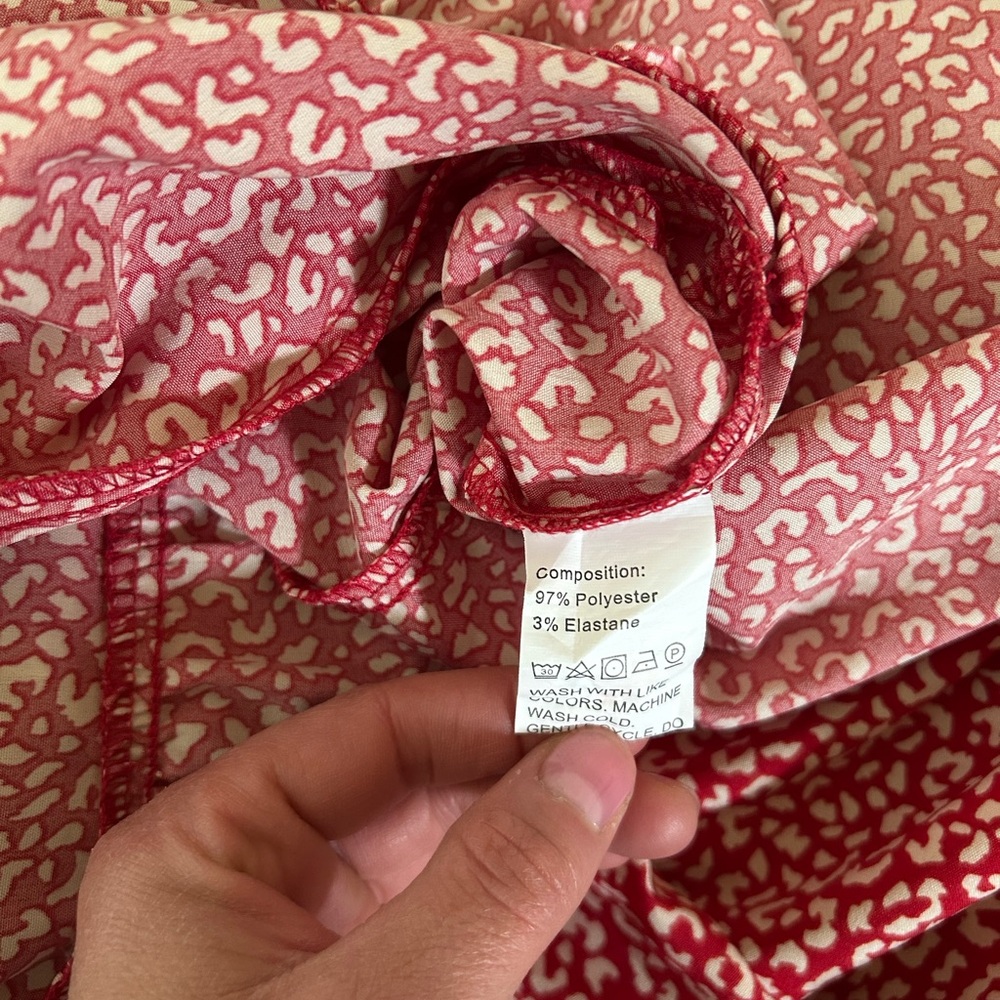 Red and White Tiered Puff Sleeve Maxi Sundress Size L - Picture 8 of 9